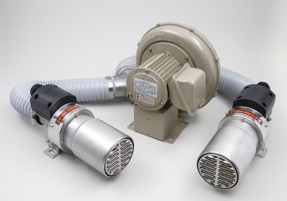 PHSシリーズ 熱風ヒーター PHS100 送風機との接続例